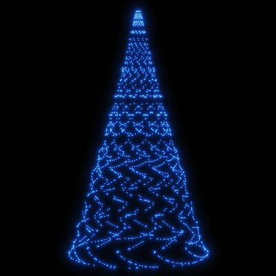 vidaXL Коледна елха на флагщок, синя, 1400 LED, 500 см