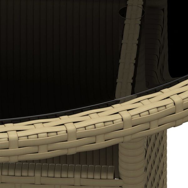 vidaXL Градинска маса, Ø80x75 см, закалено стъкло и полиратан, бежова