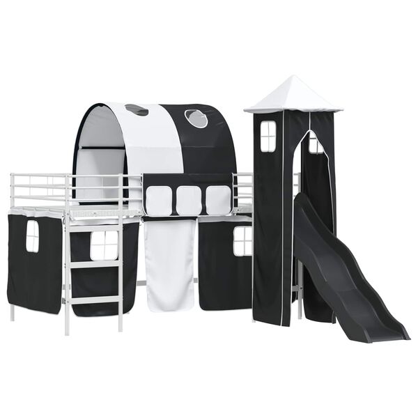 vidaXL Легло на двуетажно легло за деца Бял и черен 79,5 x 200 см