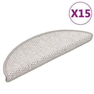 vidaXL Самозалепващи стелки за стълби сизал 15 бр 56x17x3 см платина