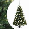 vidaXL Изкуствена коледна елха с топки 120 см 150 LED светодиода