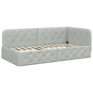 vidaXL Ъглова рамка за легло с таблото Светлосиво 100 x 200 cm Кадифе