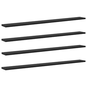 vidaXL Етажерка Борд 4 pcs Черен 100 x 10 x 1,5 cm Инженерно дърво