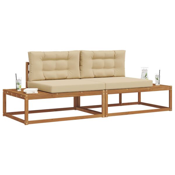 vidaXL Комплект дивани за открито 2 Брой Натурален и Бежов