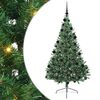 vidaXL Изкуствена коледна елха с подсветка Зелен 210 cm ПВЦ