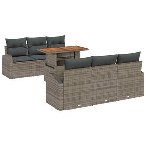 vidaXL Градински Софа Комплект с възглавница 7 pcs Сив