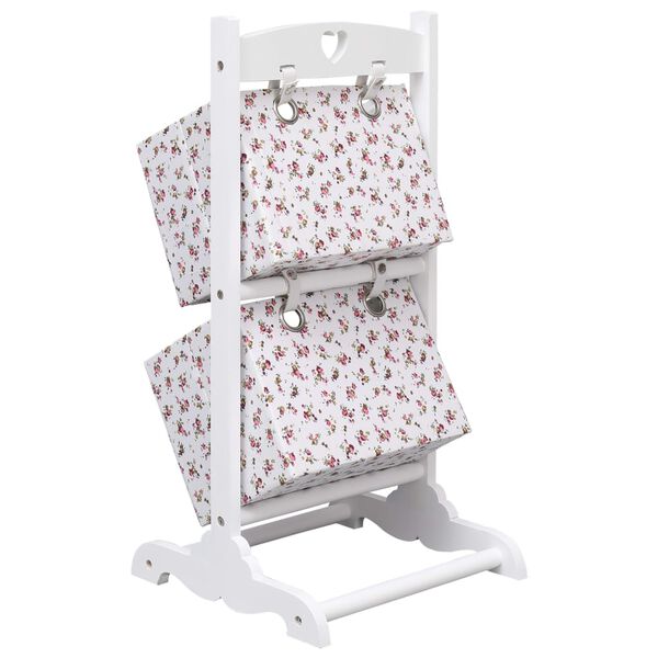 vidaXL Етажерка с 2 кошници, на цветя, 35x35x72 см, дърво