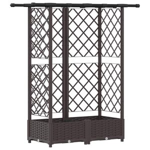 vidaXL Повдигнато легло с решетка и покривка Кафяво 124 x 40 x 121 см