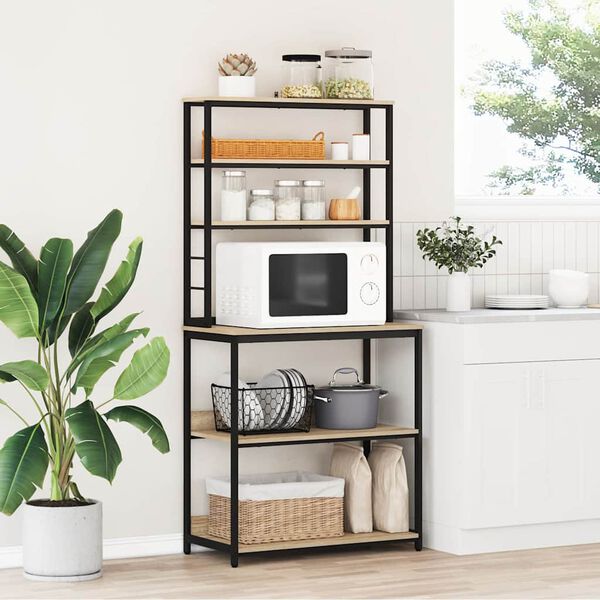 vidaXL Кухненски рафт Сонома дъб 80 x 40 x 168 см Инженерно дърво