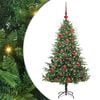 vidaXL Изкуствена светена коледна елха с комплект топки Зелено 150 cm
