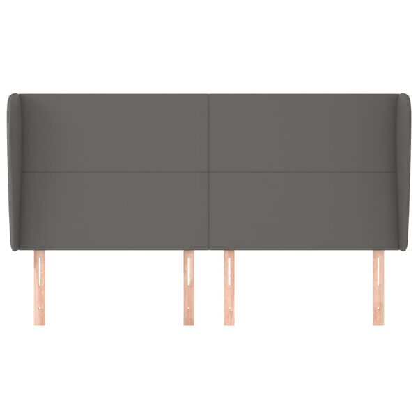 vidaXL Горна табла с уши, сива, 183x23x118/128 см, изкуствена кожа