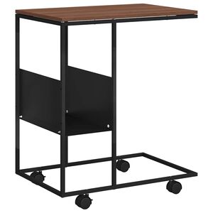 vidaXL Помощна маса с колелца черна 55x36x63,5 см инженерно дърво