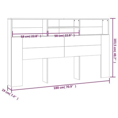 vidaXL Табла за легло тип шкаф, кафяв дъб, 180x19x103,5 см