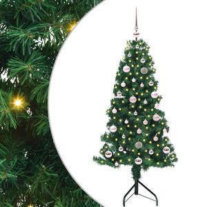 vidaXL Ъглово изкуствено коледно дърво Зелен 150 cm PVC и метал