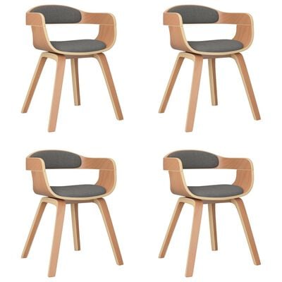 vidaXL Трапезни столове, 4 бр, светлосиви, извито дърво и текстил