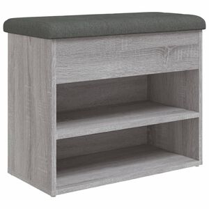 vidaXL Пейка за обувки, сив сонома, 62x32x50 см, инженерно дърво