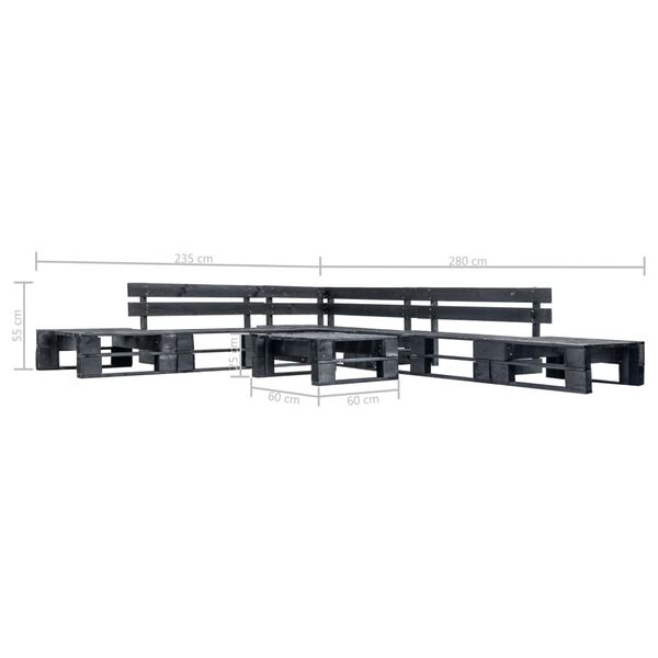 vidaXL Градински мебели от палети 6 части черно дърво