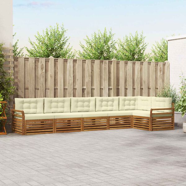 vidaXL Комплект дивани за открито 6 pcs Натурален и Крема