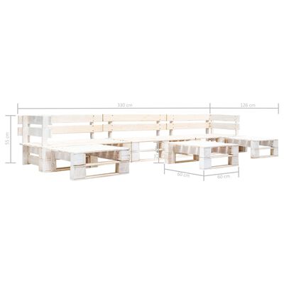 vidaXL Градински мебели от палети, 6 части, дърво, бели