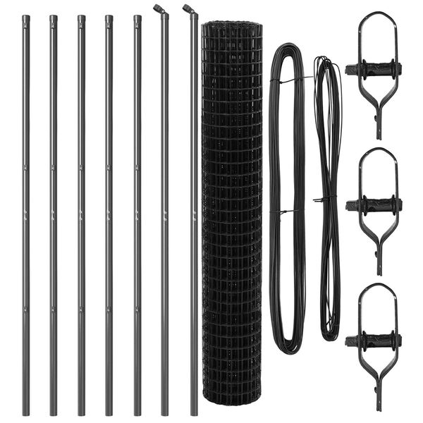 vidaXL Ограда с пост Сив 1,6 x 10 m Стомана и PVC