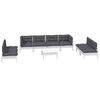 vidaXL Градински лаундж комплект с възглавници, 9 части, бор масив
