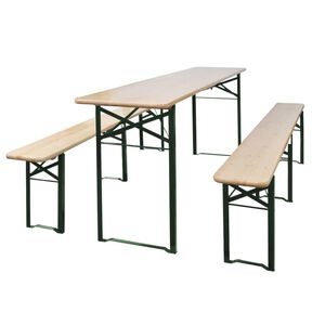 vidaXL Сгъваема маса за бира с 2 пейки, 220 см, чам