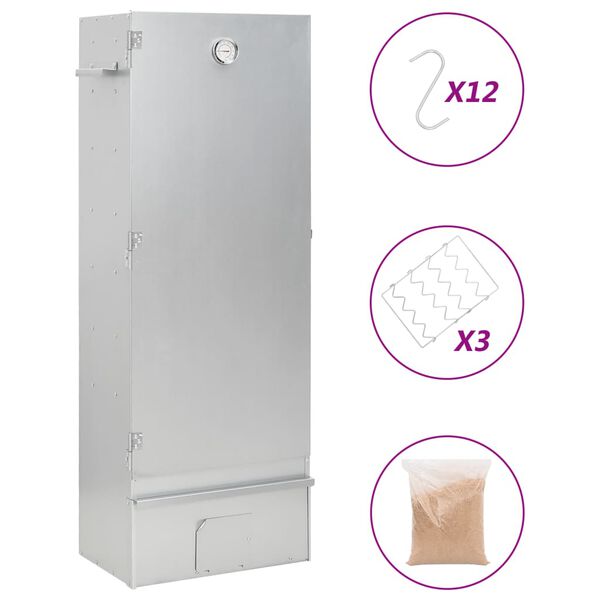 vidaXL BBQ опушвач с дървесен чипс 44,5x29x110 см поцинкована стомана