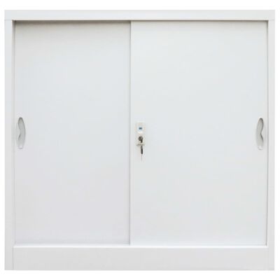 vidaXL Офис шкаф с плъзгащи се врати, метал, 90x40x90 см, сив