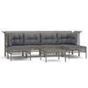vidaXL Градински лаундж комплект с възглавници 7 части полиратан сив