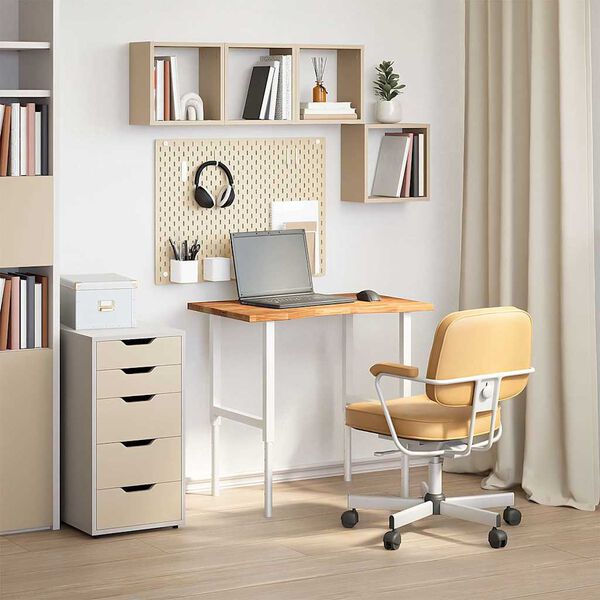 vidaXL Плот за бюро, светлокафяв, 80x60x2,5 см, дъб масив, правоъгълна