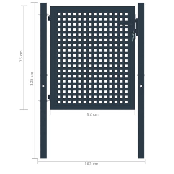 vidaXL Оградна порта, антрацит, 102x75 см, стомана