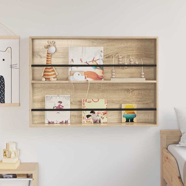 vidaXL Етажерка за списания с рафт Сонома дъб 100 x 12 x 70 см