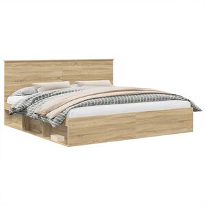 vidaXL Рамка за легло Сонома 200 x 200 cm Солидно борово дърво