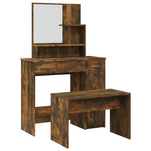 vidaXL Комплект тоалетка, опушен дъб, 86,5x35x136 см