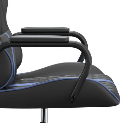 vidaXL Масажен гейминг стол, синьо и черно, изкуствена кожа