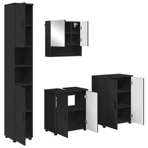 vidaXL Комплект мебели за баня 4 бр. Черно 61 x 35 x 64 см