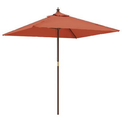 vidaXL Градински чадър с дървен прът, теракота, 198x198x231 см