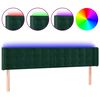 vidaXL LED горна табла за легло, тъмнозелена, 203x16x78/88 см, кадифе