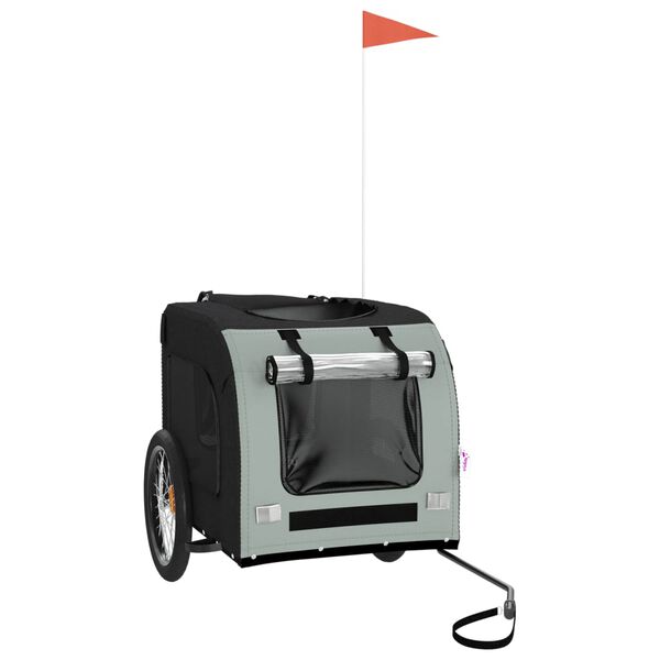 vidaXL Ремарке за колело за любимци сив и черен Оксфорд плат и желязо