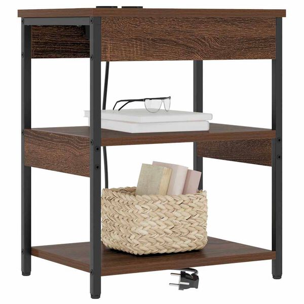 vidaXL Нощен шкаф 2 pcs Кафяв дъб 41 x 31 x 51 см Инженерно дърво