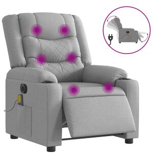 vidaXL Електрически масажен реклайнер стол, светлосив, текстил