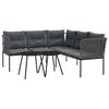 vidaXL Градински диван с възглавници, черен, стомана и текстилен