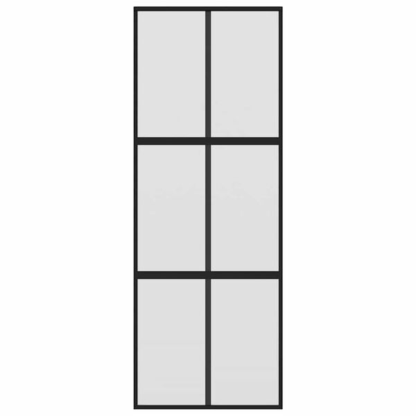 vidaXL Плъзгаща се врата, черна, 76x205 см, закалено стъкло и алуминий