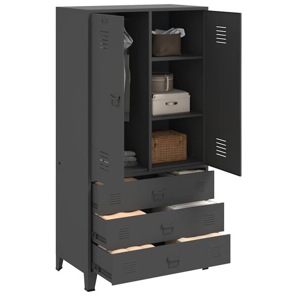 vidaXL Индустриален гардероб, антрацит, 90x50x180 см, метал