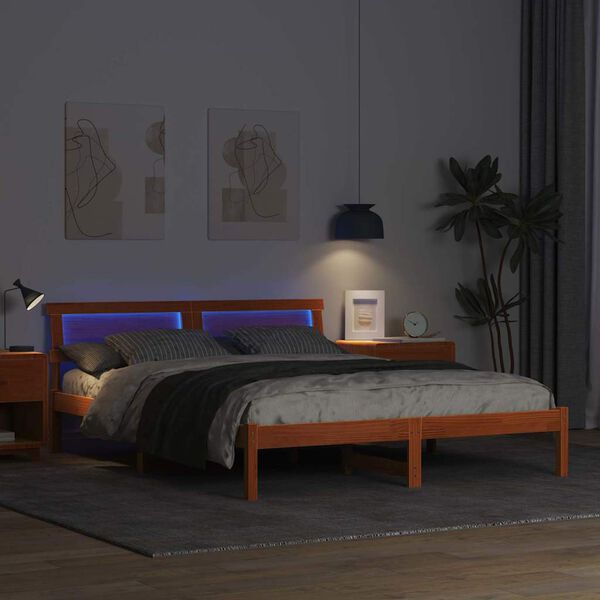 vidaXL Рамка за легло с таблото Кафяво с восъчно покритие 150 x 200 cm