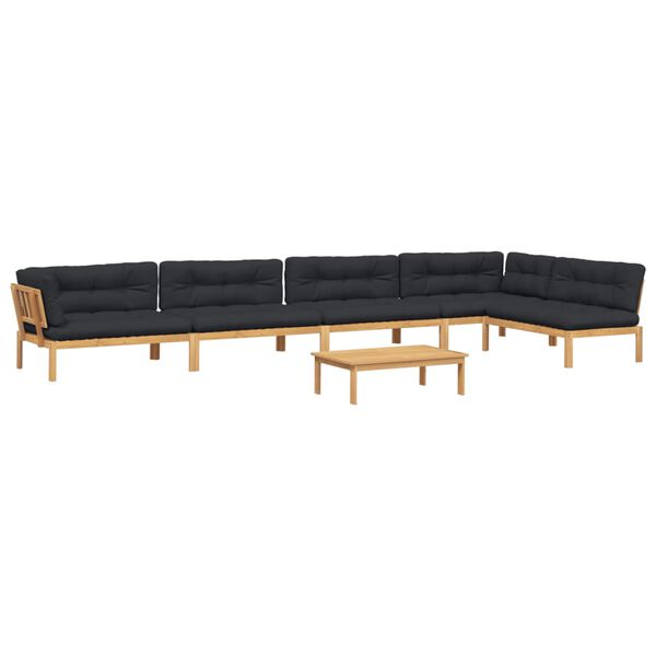 vidaXL Градински комплект диван с възглавници, 6 части, акация масив