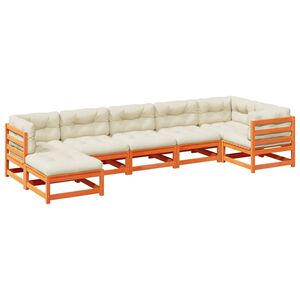 vidaXL Градински комплект с възглавници, 7 части, восъчнокафяв