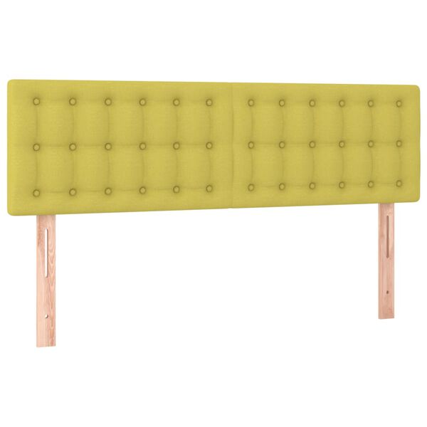 vidaXL LED горна табла за легло, зелена,144x5x78/88 см, плат