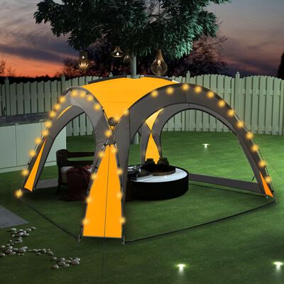 vidaXL Парти шатра с LED и 4 стени, 3,6x3,6x2,3 м, жълта
