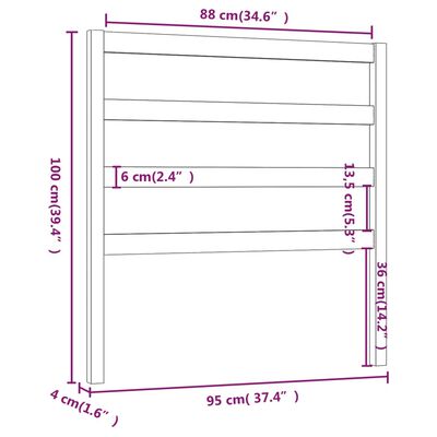vidaXL Горна табла за легло, черна, 95x4x100 см, бор масив